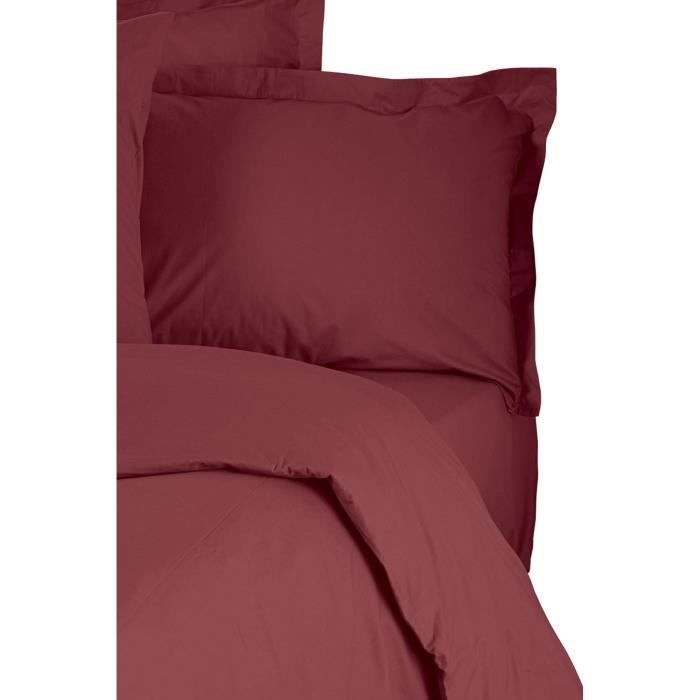 Parure de lit - 1 housse de couette 220 x 240 cm + 2 taies d'oreiller 60 x 60 cm - 100% coton renforcé - Rouge