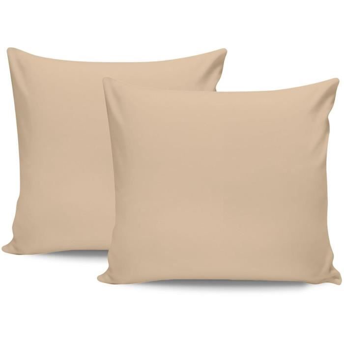Parure de lit - 1 housse de couette 220 x 240 cm + 2 taies d'oreiller 60 x 60 cm - Satiné 100% coton - Beige