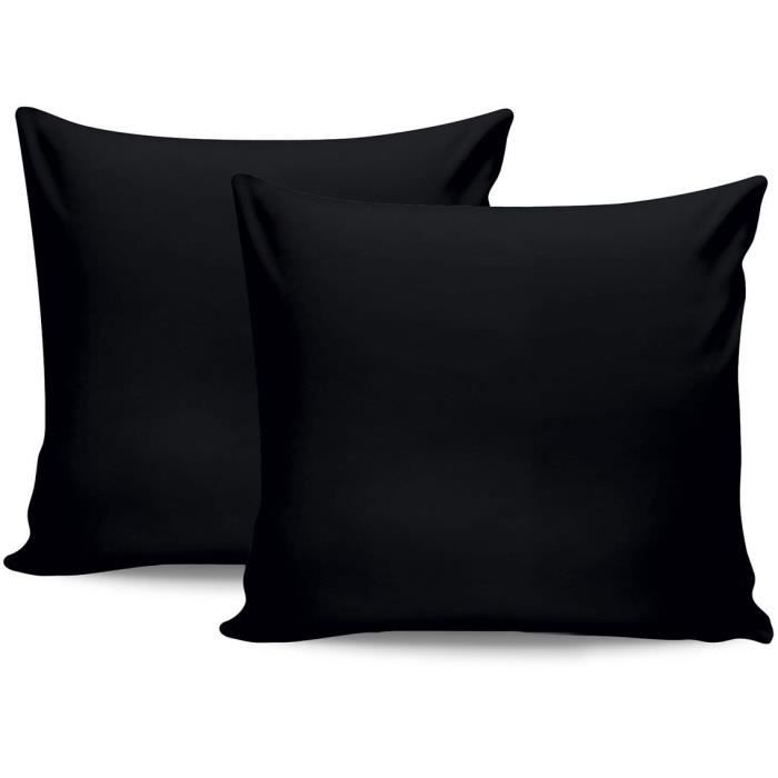Parure de lit - 1 housse de couette 220 x 240 cm + 2 taies d'oreiller 60 x 60 cm - Satiné 100% coton - Noir