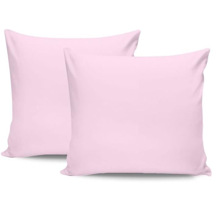 Parure de lit - 1 housse de couette 220 x 240 cm + 2 taies d'oreiller 60 x 60 cm - Satiné 100% coton - Rose