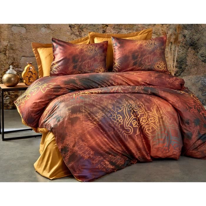 Parure de lit - 1 housse de couette 220 x 240 cm + 2 taies d'oreiller 60 x 60cm - 100 % polyester microsatin - Rouge