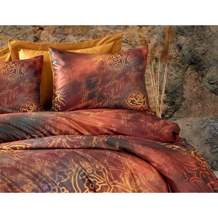 Parure de lit - 1 housse de couette 220 x 240 cm + 2 taies d'oreiller 60 x 60cm - 100 % polyester microsatin - Rouge