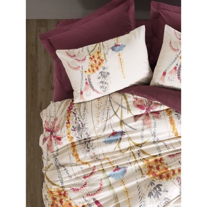Parure de lit - 1 housse de couette 220 x 240 cm + 2 taies d'oreiller 60 x 60 cm - 100% coton renforcé - Rouge