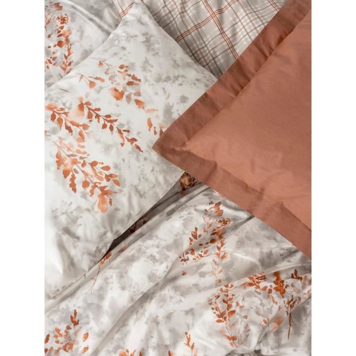 Parure de lit - 1 housse de couette 220 x 240 cm + 2 taies d'oreiller 60 x 60 cm - 100% coton renforcé - Cannelle