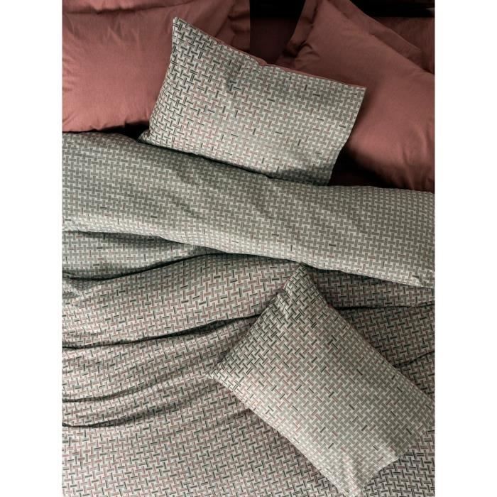 Parure de lit - 1 housse de couette 220 x 240 cm + 2 taies d'oreiller 60 x 60 cm - 100% coton renforcé - Rouge