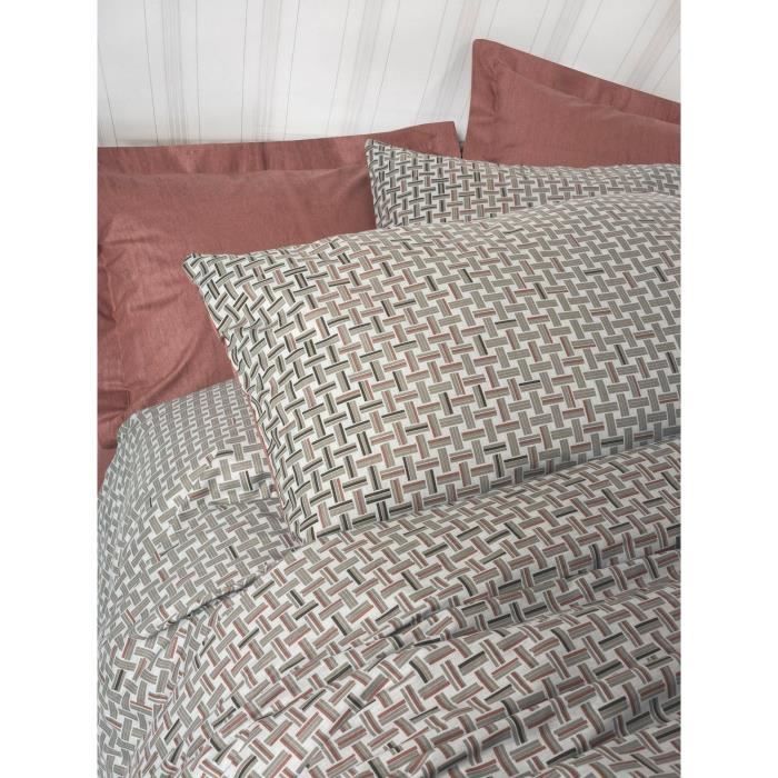 Parure de lit - 1 housse de couette 220 x 240 cm + 2 taies d'oreiller 60 x 60 cm - 100% coton renforcé - Rouge