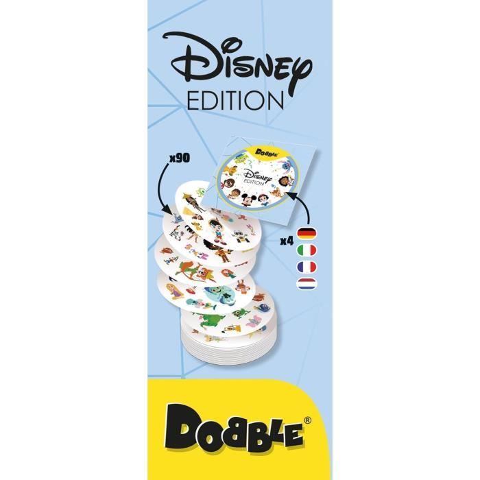 DOBBLE Disney, Jeu de cartes rapide et amusant pour enfants des 6 ans, avec Héros Disney, 5 Mini Jeux, 2 a 8 joueurs, Asmodee