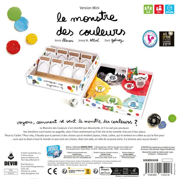 SPACE COW Jeu éducatif émotions - Le Monstre des couleurs nouvelle édition - Des 3 ans - 2 a 5 joueurs - 20 min