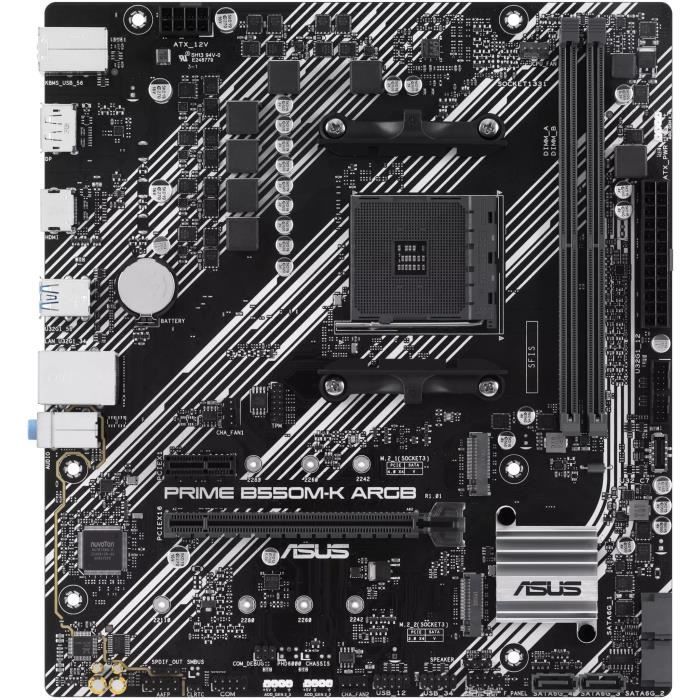 Carte mere - ASUS - PRIME B550M-K ARGB - AMD B550 - Emplacement AM4 micro ATX