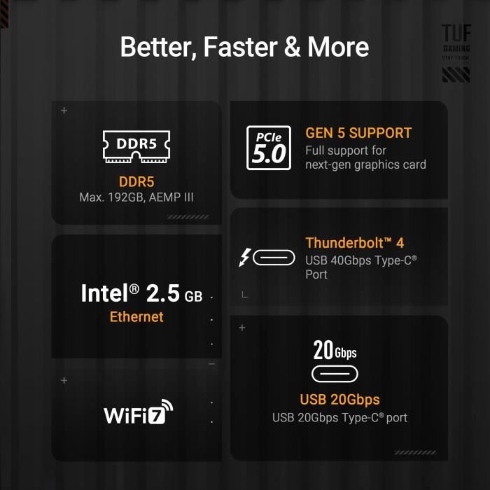 Carte mere - ASUS TUF GAMING Z890-PLUS WIFI - DDR5 - WiFi intégré - ATX