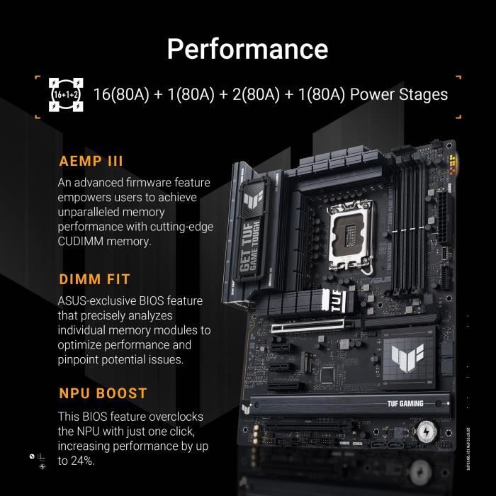 Carte mere - ASUS TUF GAMING Z890-PLUS WIFI - DDR5 - WiFi intégré - ATX
