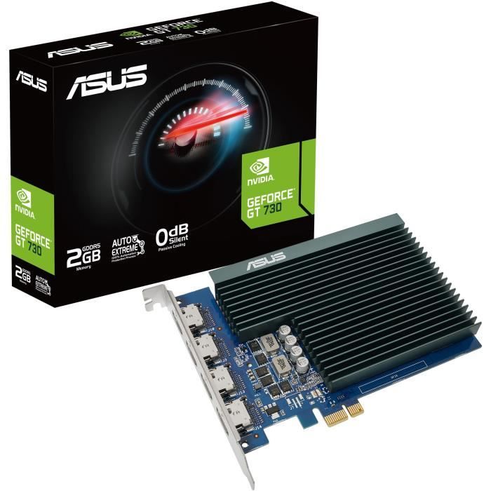 Carte graphique - ASUS - GT730-4H-SL-2GD5 - NVIDIA GeForce GT 730 - 2 Go GDDR5 - Refroidissement passif