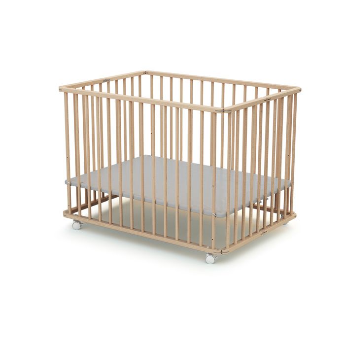 WEBABY - Parc bébé pliant en bois 70 x 100 cm CALI Hetre Brut - 70x100