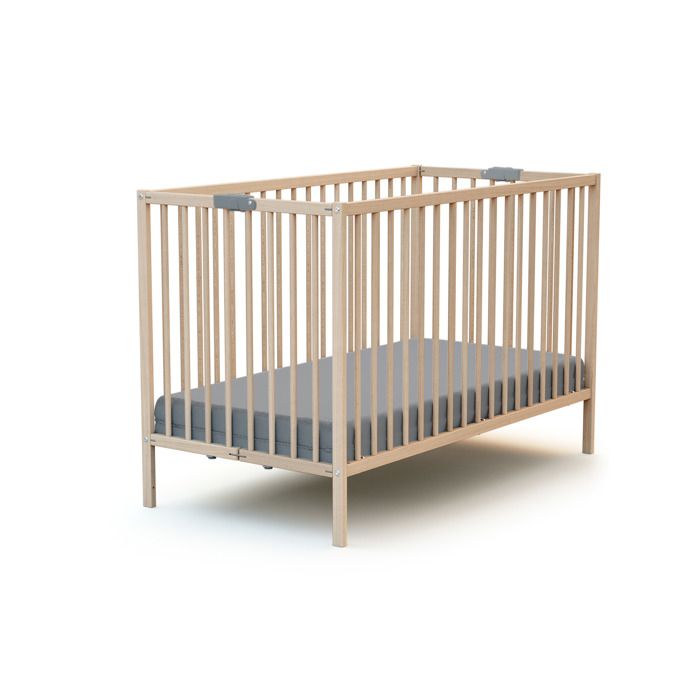 Lit bébé pliant - 60 x 120 cm - WEBABY - FLEX - Hetre brut