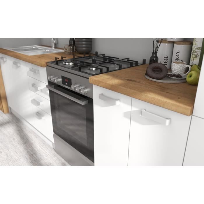 ATLAS Cuisine complete 8 ÈlÈments - DÈcor blanc - L300 x H52 x H82 cm - Plan de travail non inclus