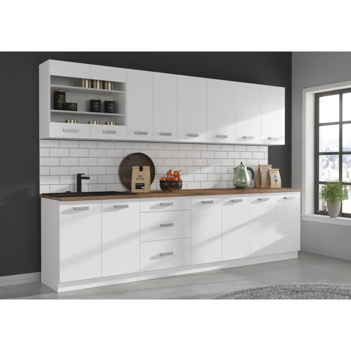 ATLAS Meuble bas 2 portes - Décor blanc - L60 x P52 x H82 cm - Plan de travail non inclus