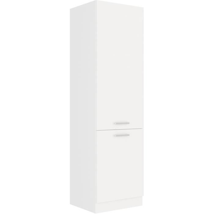 ATLAS Colonne de cuisine 2 portes - L 60 x P 58 x H 210 cm - Décor blanc