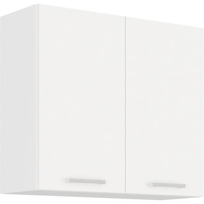 ATLAS Meuble haut 2 portes battantes - DÈcor blanc - L80 x P31 x H72