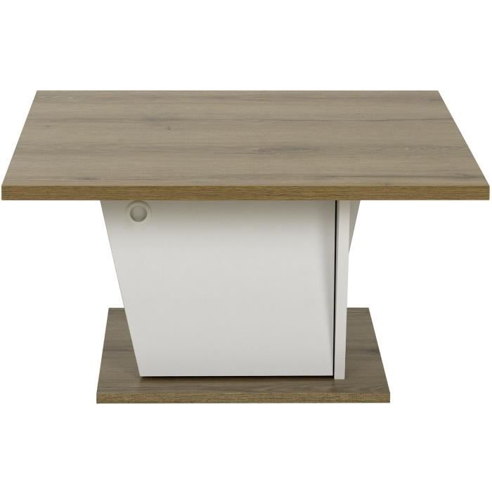 Table basse bar - ATOS - Carré - Chene Helvezia / Blanc - 69 x 69 x 38 cm
