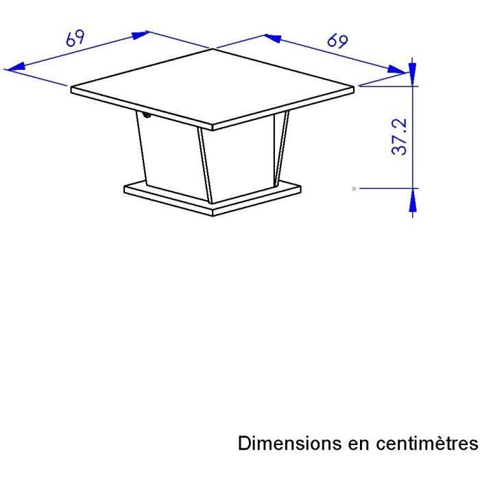 Table basse bar - ATOS - Carré - Chene Helvezia / Blanc - 69 x 69 x 38 cm