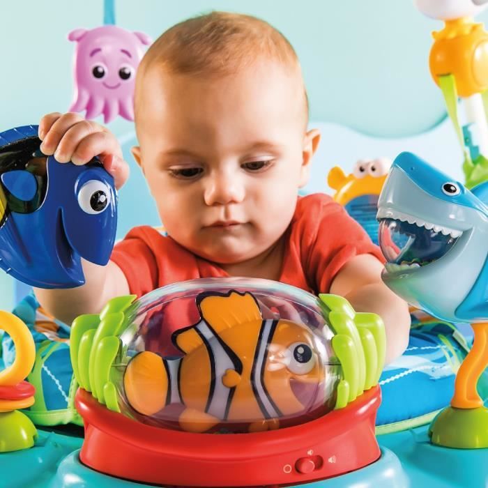 DISNEY BABY Aire d'Èveil bÈbÈ multi-jouets, siege sauteur a rebonds Èvolutif, pivotant a 360∞ - Nemo - 13 jeux interactives Disney