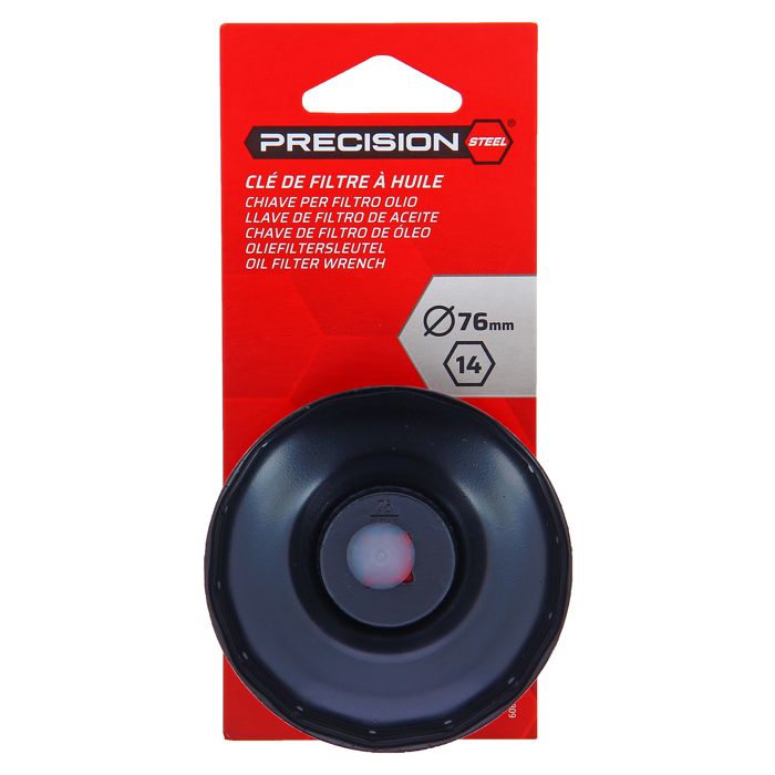 Cloche Filtre a Huile, 76 mm, 14 pans - PRECISION STEEL - A utiliser avec un cliquet de 3/8 - pour filtres a huile type Mann