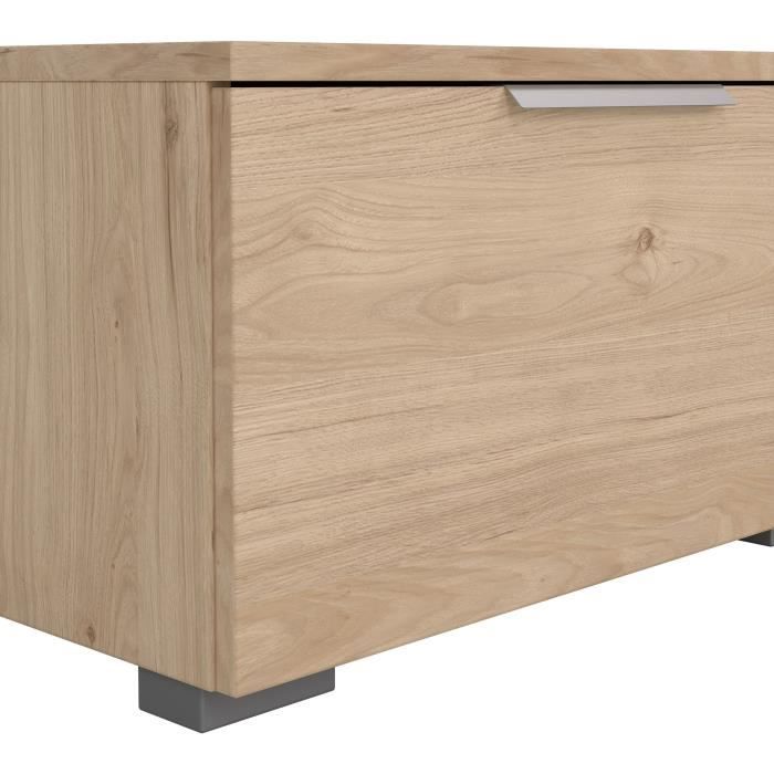 Meuble TV - MATCH - Beige effet bois mat - 2 tiroirs, une niche - 172,7 x 39,9 x 33,1 cm