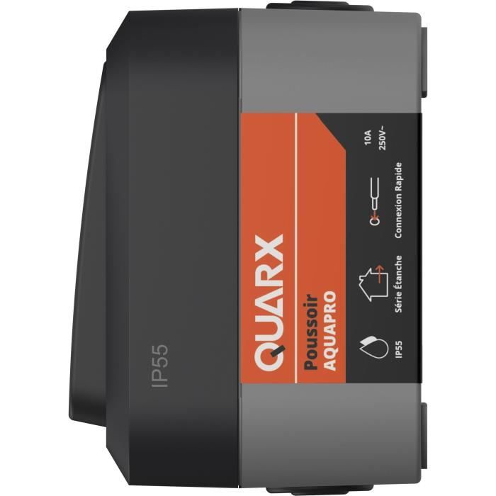 Poussoir - QUARX - Aqua Pro - Extérieur, 250V, 10A, IP55, conforme NF