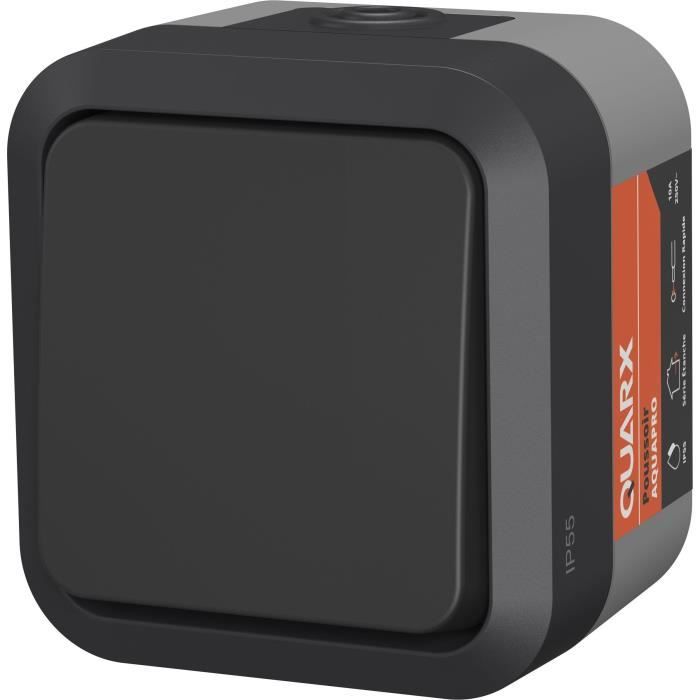 Poussoir - QUARX - Aqua Pro - Extérieur, 250V, 10A, IP55, conforme NF