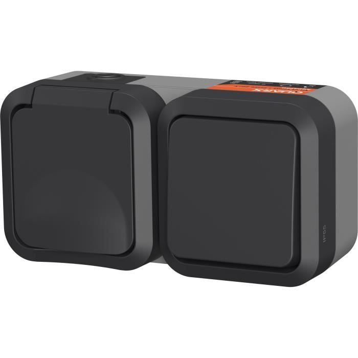 Interrupteur + prise - QUARX - Aqua Pro - Extérieure, verticale, IP55, 250V, 16A