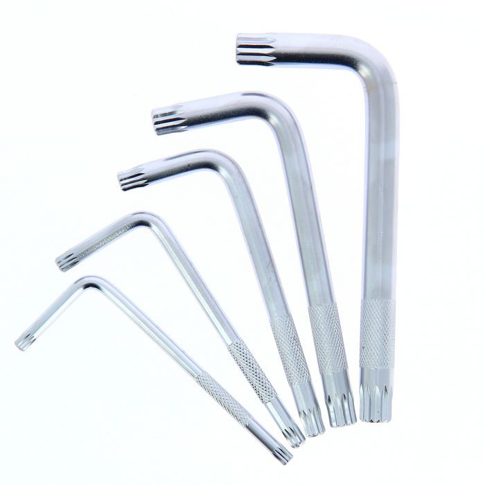 jeu de 5 clés coudées XZN - PRECISION STEEL - 12 Pans mâles - 5-6-8-10-12 - Acier au chrome-vanadium