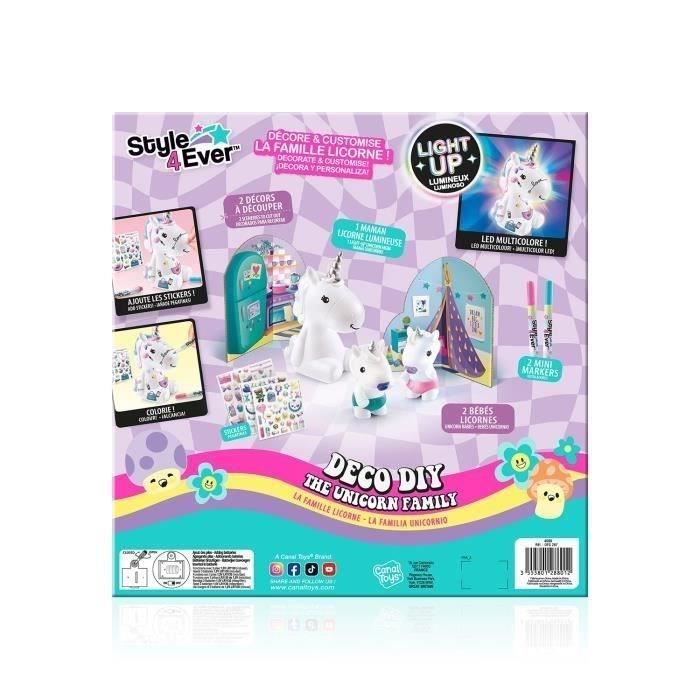 Canal Toys - La Famille Licorne, Figurines de Maman licorne lumineuse et des deux bébés a décorer - OFG 287