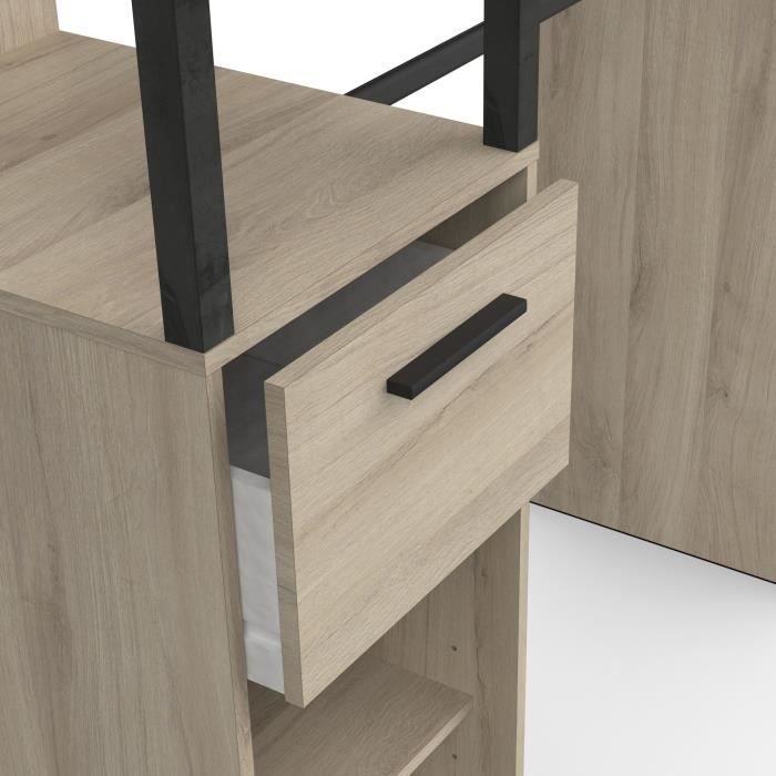 Dressing double - L160 x P50x H200 cm - Décor chene et noir - DEMEYERE