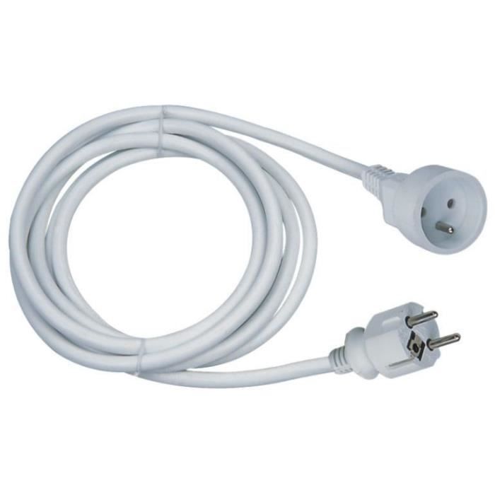 Rallonge électrique - GAO - 16A - Câble 3m - Blanc - Robuste et flexible