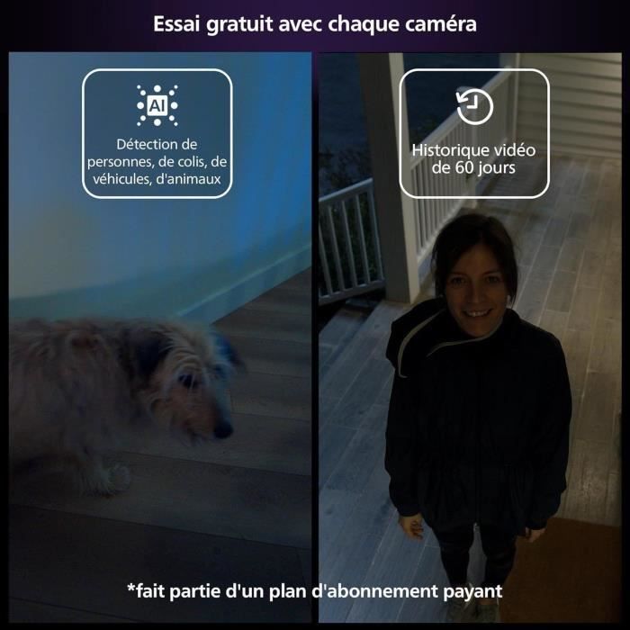 Caméra filaire avec support de bureau - Philips Hue - Secure - HD 1080P - Intérieure ou extérieure - Noir