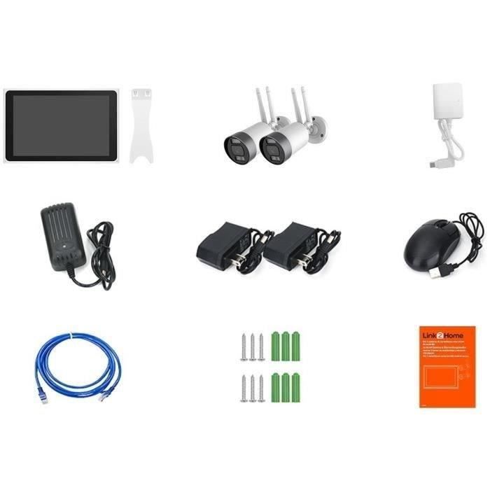 Kit 2 caméras Wi-Fi + écran NVR - LINK2HOME - 3MP, détection intelligente, écran LCD 10.1