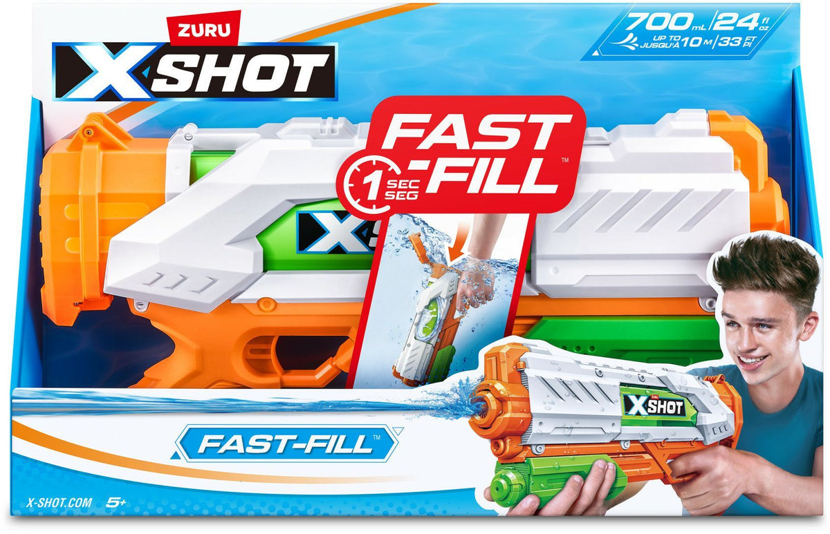 Pistolet ŕ eau - ZURU - X-SHOT Medium Fast-Fill - Remplissage 1 seconde - Portée 9 m - Réservoir 700 ml