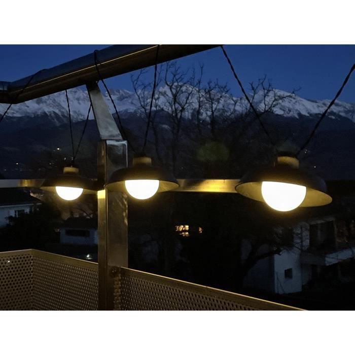 Guirlande solaire - Luna - 5 m - Noir - 10 ampoules - 50 lumens - Rechargeable USB