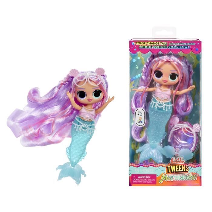 L.O.L. Surprise! Tweens - Sirene Lana - Poupée avec queue de sirene qui change de couleur, Nageoire mobile, Accessoires - 4 ans