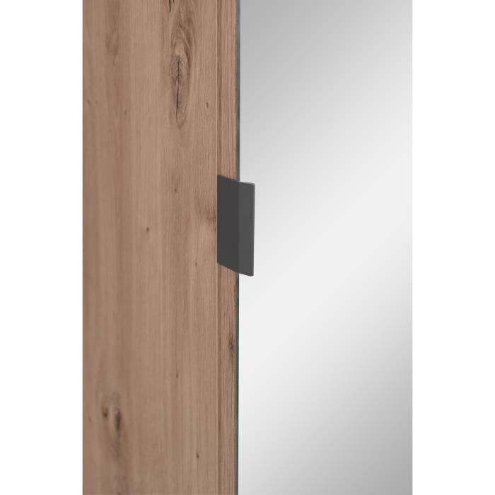 Vestiaire d'entrée avec rangements et miroir - L80 x P37 x H189,6 cm - décor chene et noir - MEDAN