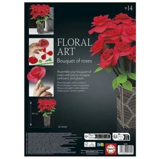 Kit créatif - EDUCA - Floral Art Bouquet de Roses - Création de roses en papier sans colle - Des 14 ans
