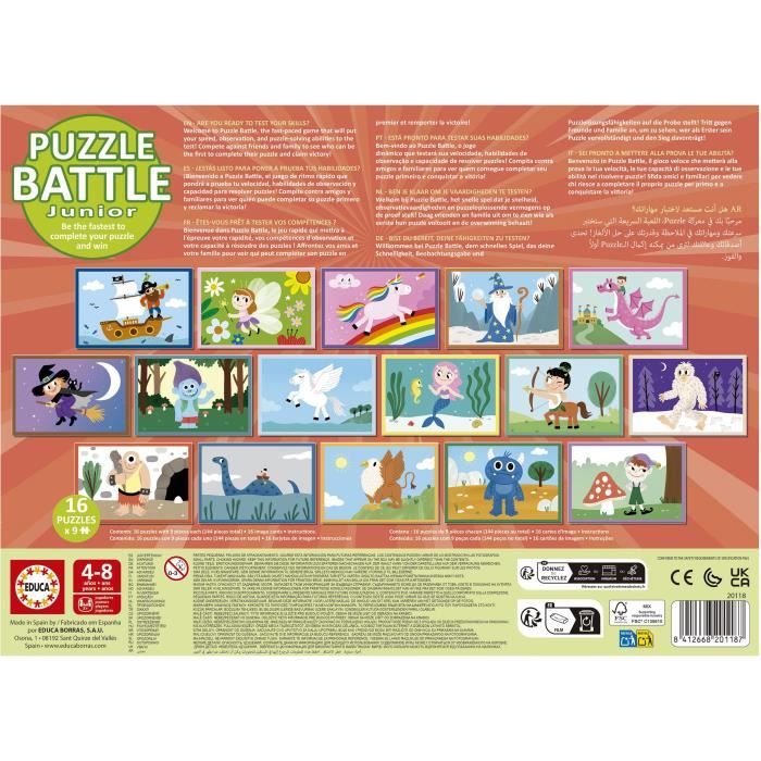 Puzzle - EDUCA - Battle Jr Fantasy - 16 puzzles - Theme fantastique - Pour enfants a partir de 4 ans