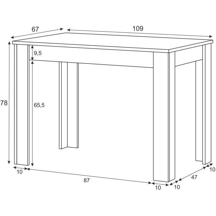 Table a manger - CLoe - Rectangulaire - Blanc Artik / Béton - 109 x 67 x 78 cm