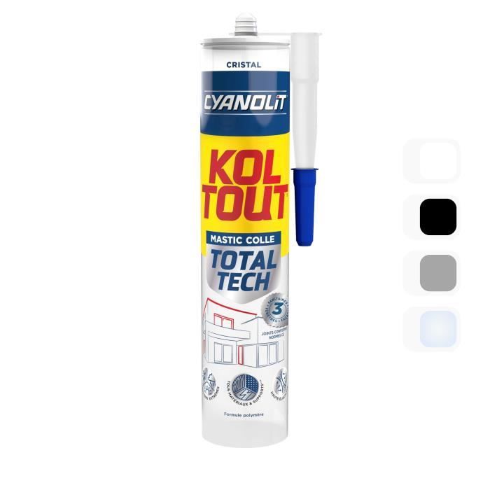 Colle de fixation et d'étanchéité - CYANOLIT - Total tech - Cristal - Cartouche 290 ml - Transparent - Multi-matériaux et flexible
