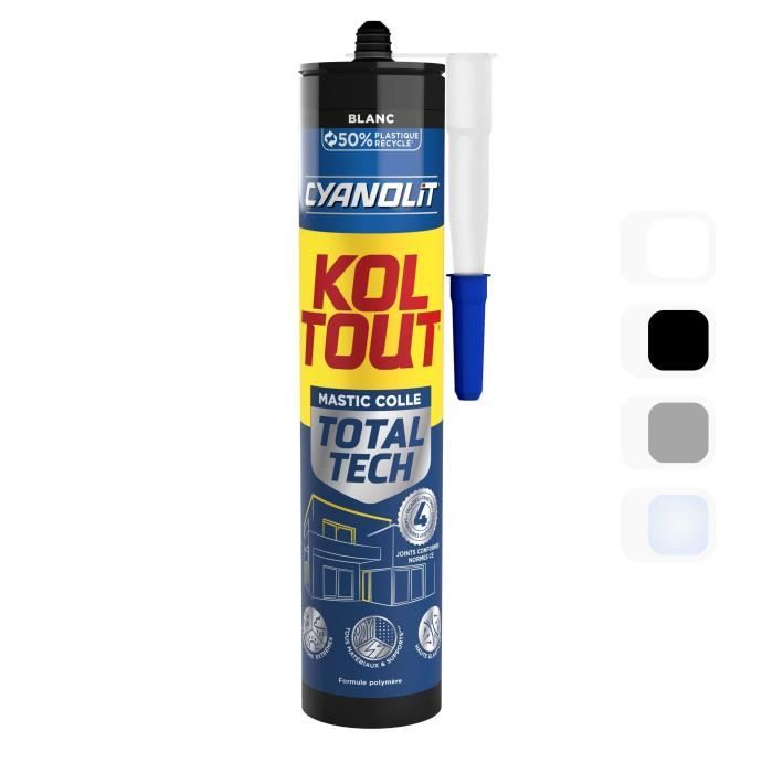 Colle de fixation et d'étanchéité - CYANOLIT - Total tech - Blanc - Cartouche 290 ml - Multi-matériaux - Étanche et flexible