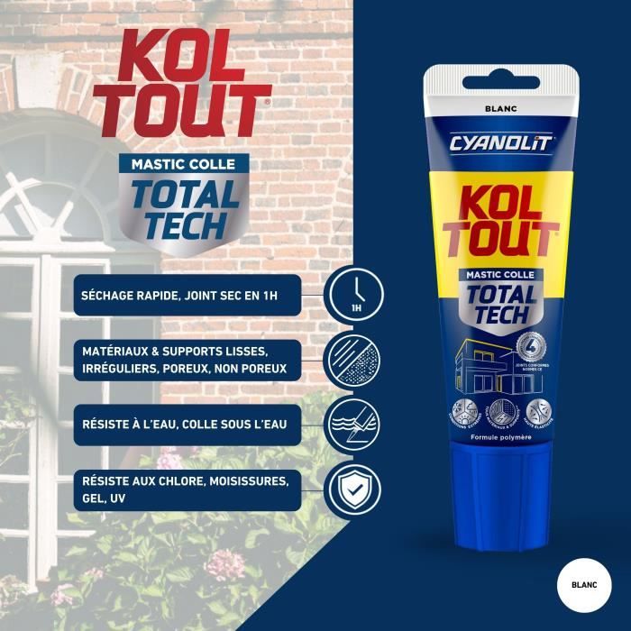 Colle de fixation et d'étanchéité - CYANOLIT - Total tech - Blanc - Tube 125 ml - Polyvalente - Haute résistance