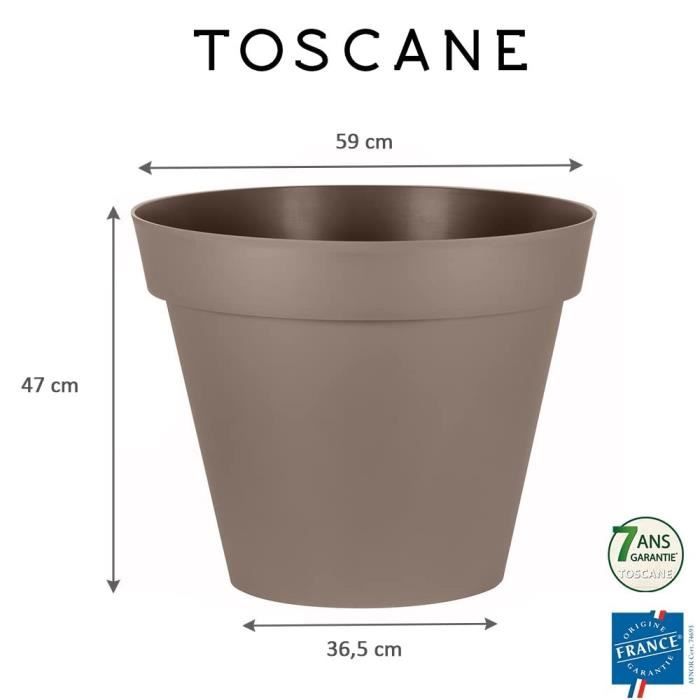 EDA Pot de fleurs rond TOSCANE - 76 L - Ø 60 x H 47 cm - Taupe