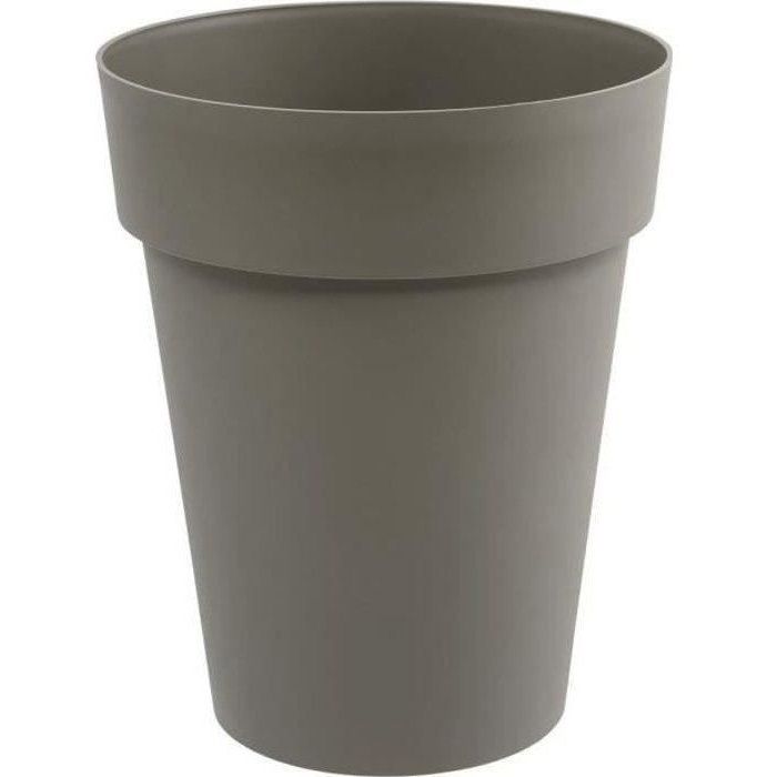 EDA - Pot de fleurs Rond mi-haut - Toscane - Ř 44 x 53 cm - Intérieur / Extérieur - 50 L - Taupe
