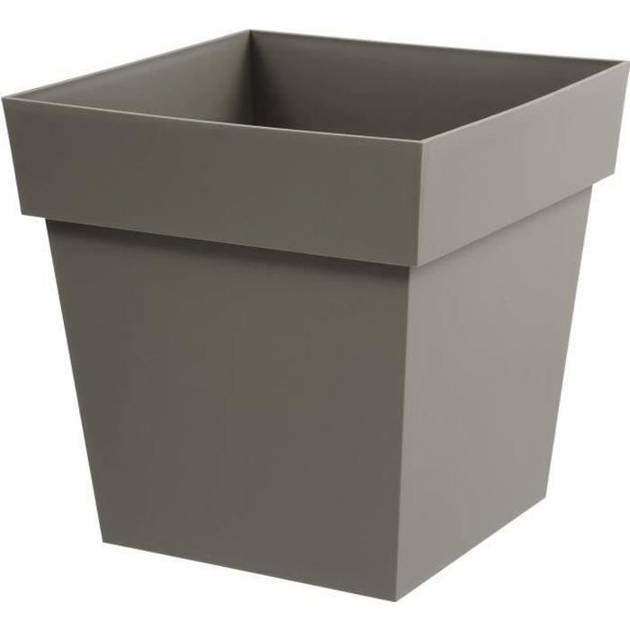 Pot de fleurs Carré 40 cm - EDA - Toscane - 38 L - 39 x 39 x H.39 cm - Taupe