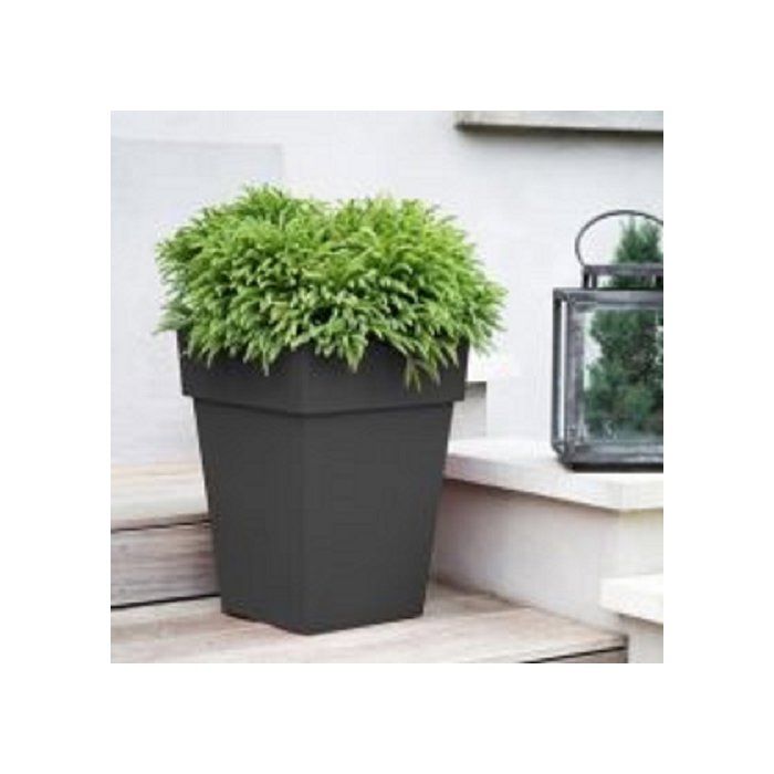 Pot de fleurs mi-haut Carré 40 cm - EDA - Toscane - 51 L - 39 x 39 x H. 53 cm - Gris Anthracite
